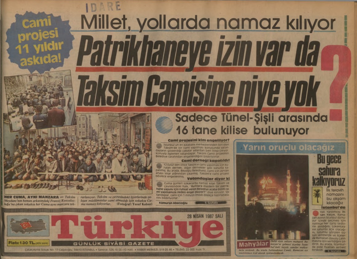 Taksim Camii ibadete açıldı